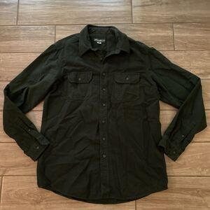 Eddie Bauer Long Sleeve Shirt Knit Army Green baumwolle Forest Hiking Outdoors